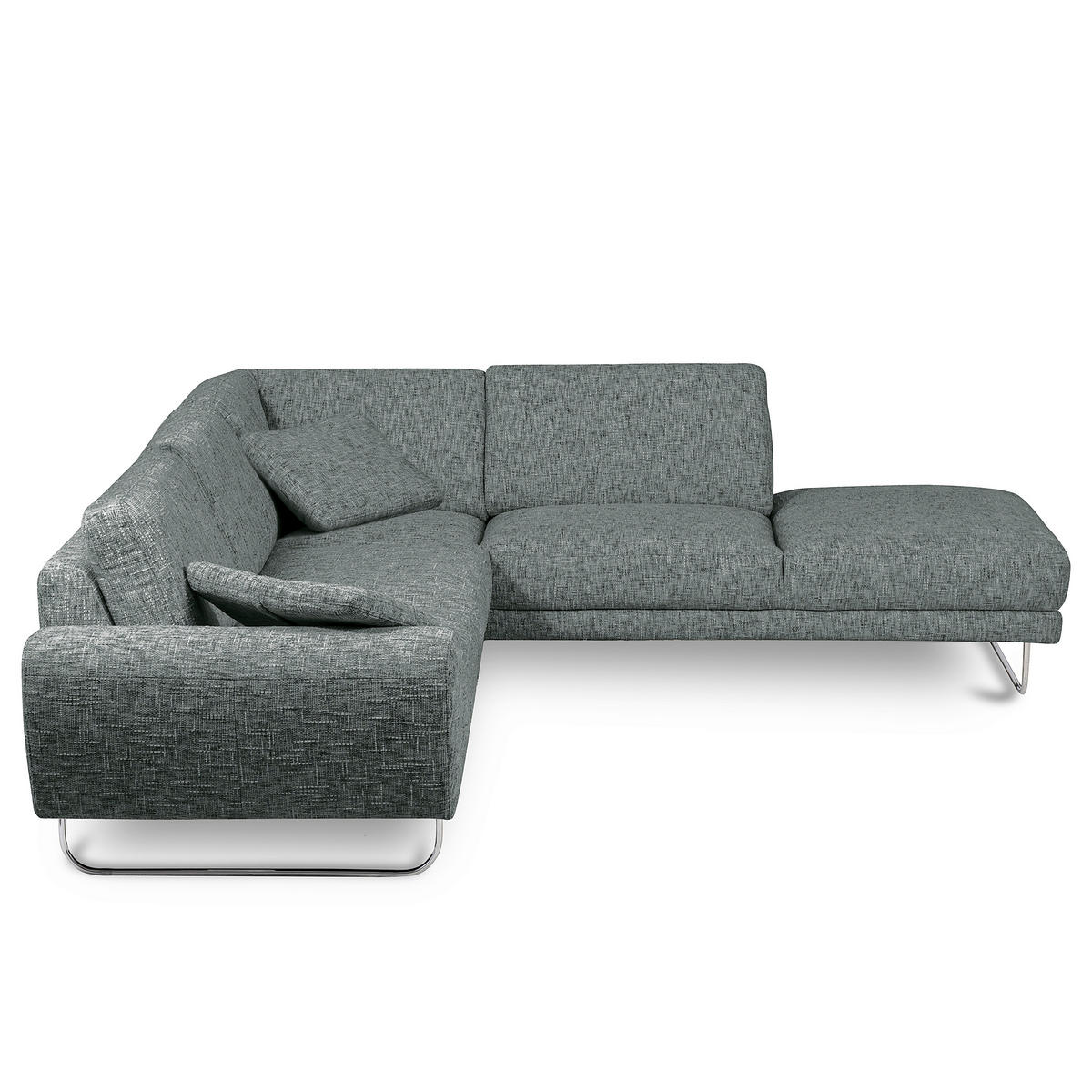 ECKSOFA 273/250 cm SPRING in Webstoff Anthrazit Zierkissen  273/250 cm  - Chromfarben/Anthrazit, Design, Textil/Metall (273/250cm) - Livetastic