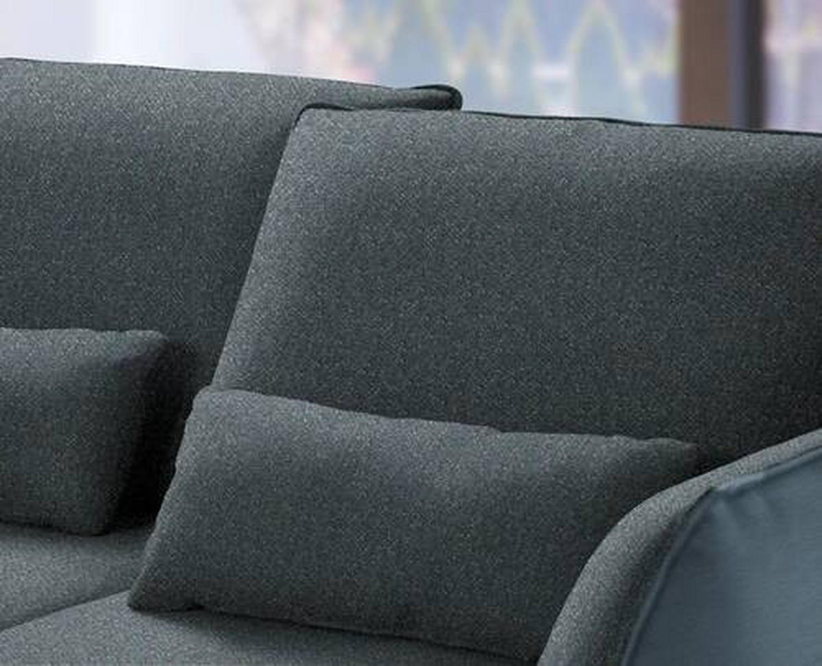 ECKSOFA in Flachgewebe Blaugrau  250/310 cm  - Blaugrau/Schwarz, Design, Textil/Metall (250/310cm) - Moderano