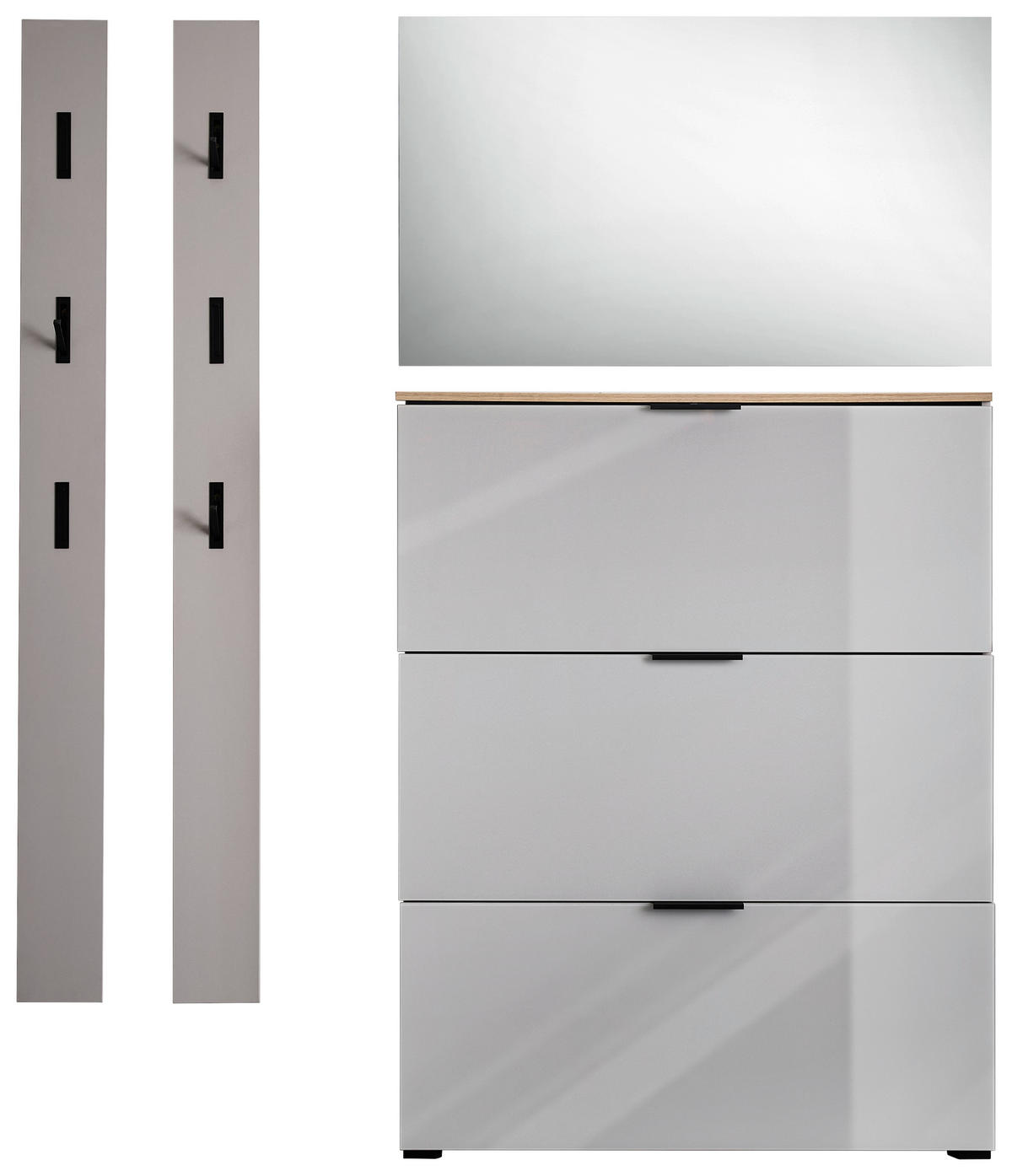 CIPELARNIK SA NAGIBNIM VRATIMA  boja hrasta, kašmir  staklo, pločasti materijal     - kašmir/boja hrasta, Dizajnerski, staklo/metal (100/129/19cm) - Voleo