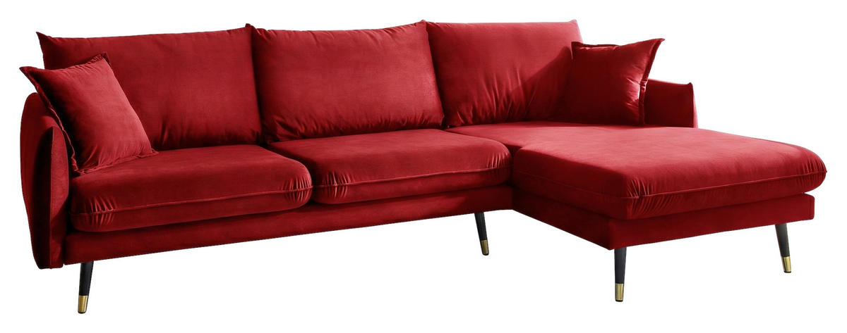 ECKSOFA Eckteil  ROSSANA-2S.REC Dunkelrot Samt  - Dunkelrot, MODERN, Holz/Textil (258/160cm) - MID.YOU