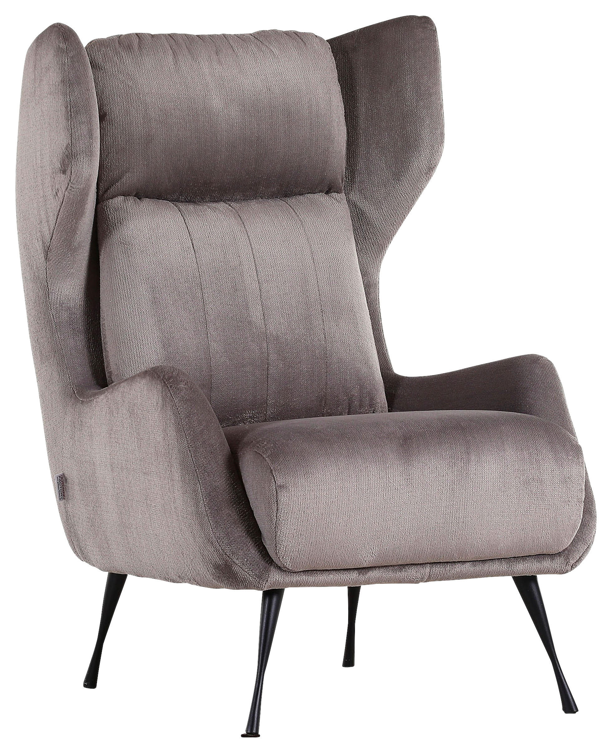 OHRENSESSEL Flachgewebe Hellgrau  - Hellgrau/Schwarz, Trend, Textil/Metall (75/111/83cm)