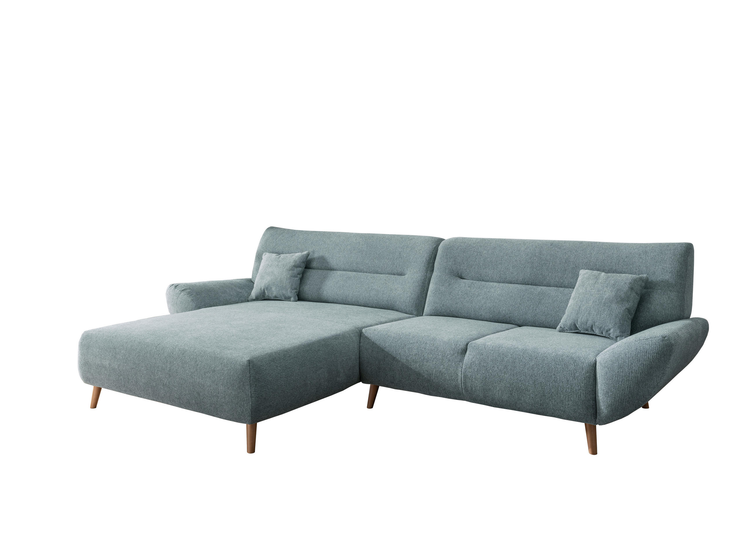ECKSOFA in Chenille Mintgrün  - Wildeiche/Mintgrün, Modern, Holz/Textil (166/290cm) - MID.YOU