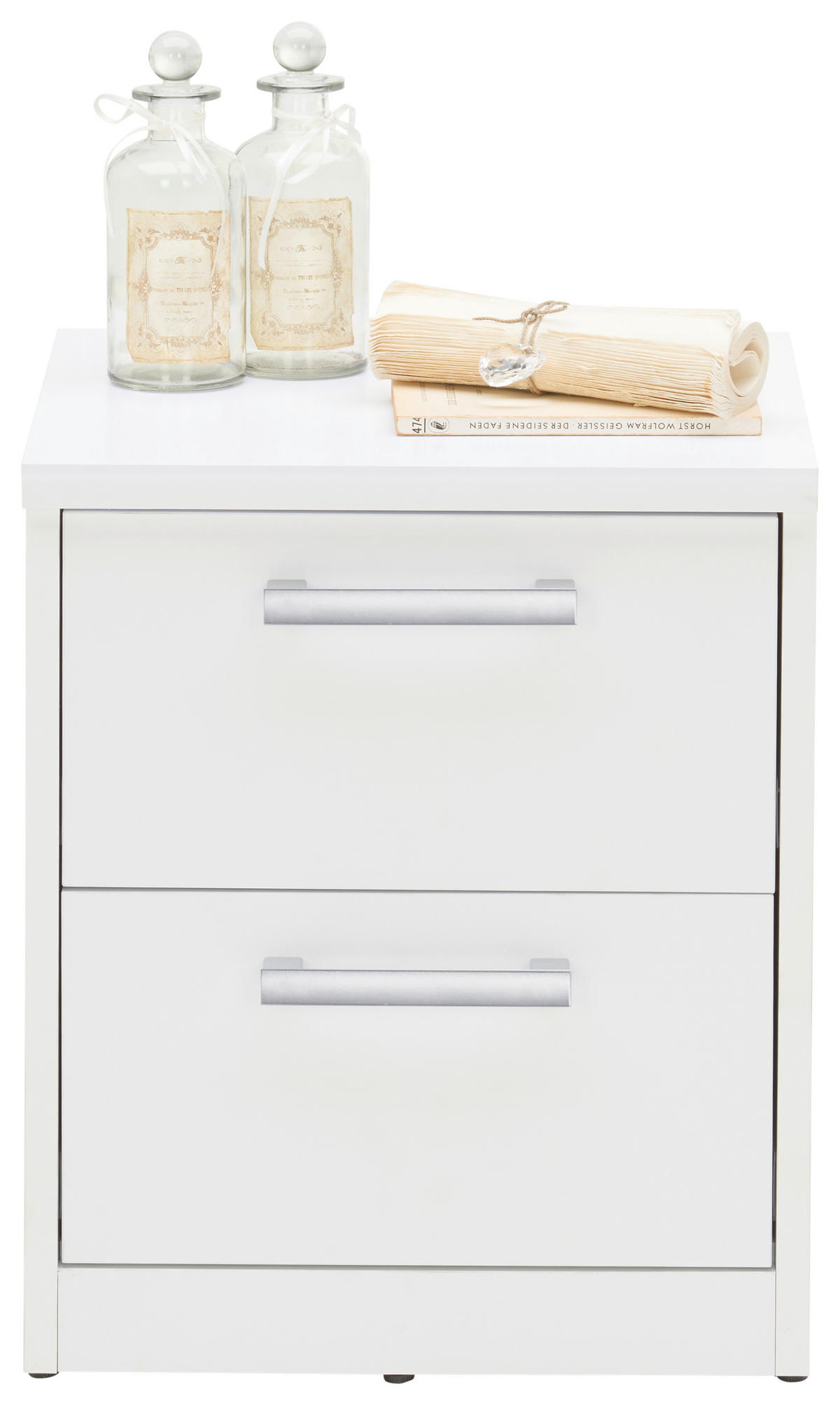 NOČNÍ STOLEK, bílá, 38/46/36 cm - bílá/barvy stříbra, Konvenční, kompozitní dřevo/plast (38/46/36cm) - Xora