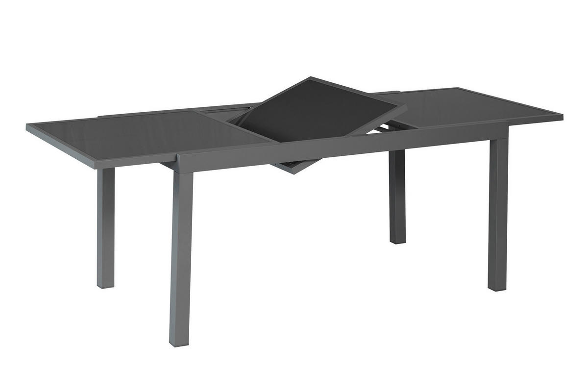 GARTENTISCHGRUPPE  - Graphitfarben/Grau, KONVENTIONELL, Glas/Textil - Gardenson
