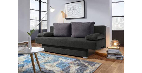 SCHLAFSOFA in Webstoff Schwarz, Dunkelgrau  - Dunkelgrau/Alufarben, Design, Kunststoff/Textil (190/74-86/80cm) - Carryhome