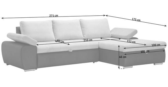 ECKSOFA in Flachgewebe Weiß, Beige  - Beige/Weiß, Design, Kunststoff/Textil (271/175cm) - Xora