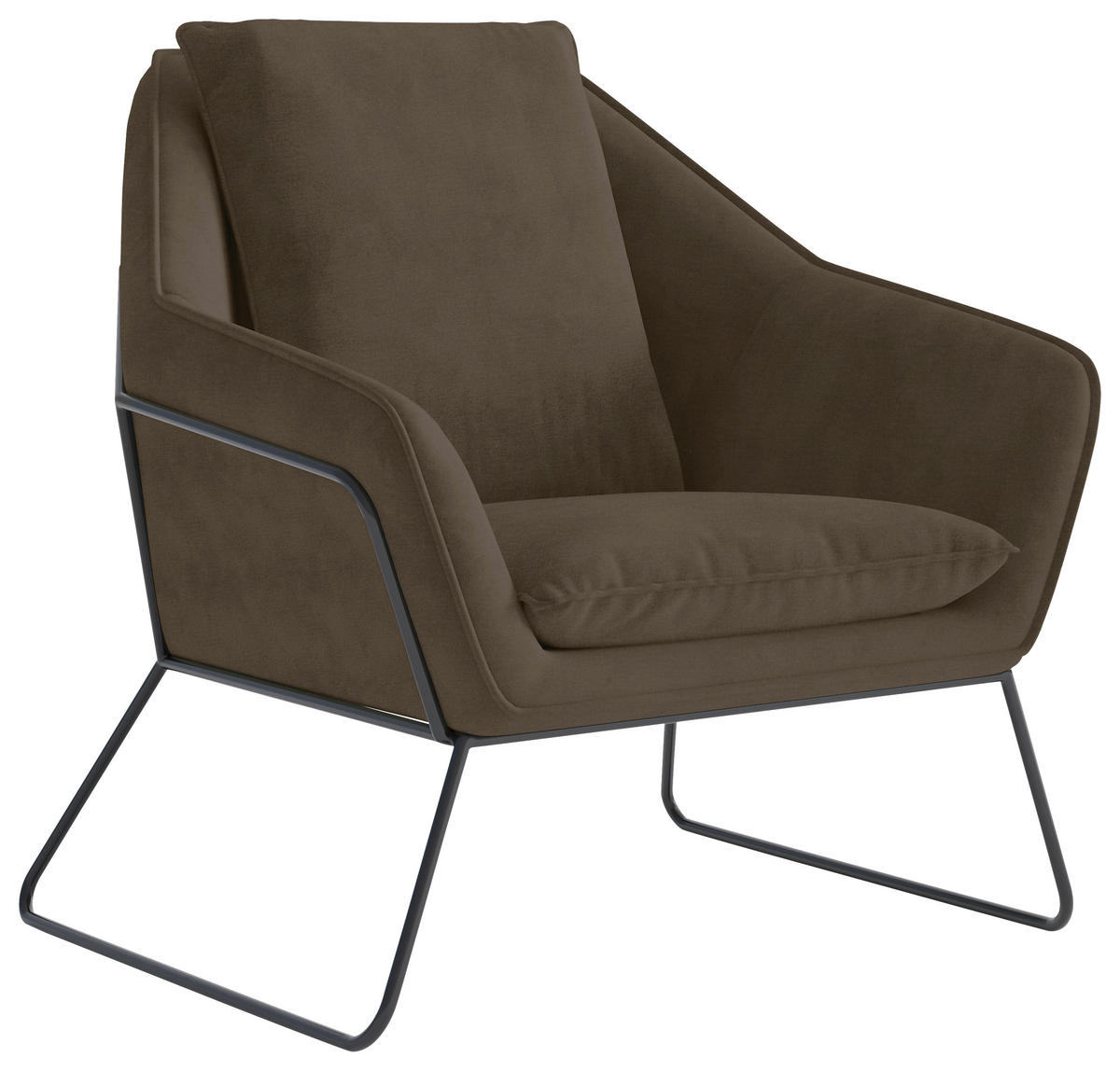 SESSEL Flachgewebe Braun  - Schwarz/Braun, Design, Textil/Metall (78/85/85cm) - Livetastic