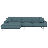 ECKSOFA Lesina Blau Webstoff  - Blau, Design, Textil/Metall (184/304cm) - Dieter Knoll