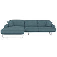 ECKSOFA Lesina Blau Webstoff  - Blau, Design, Textil/Metall (184/304cm) - Dieter Knoll