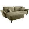 ECKSOFA Olivgrün Cord  - Schwarz/Olivgrün, Design, Textil/Metall (178/264cm) - Livetastic