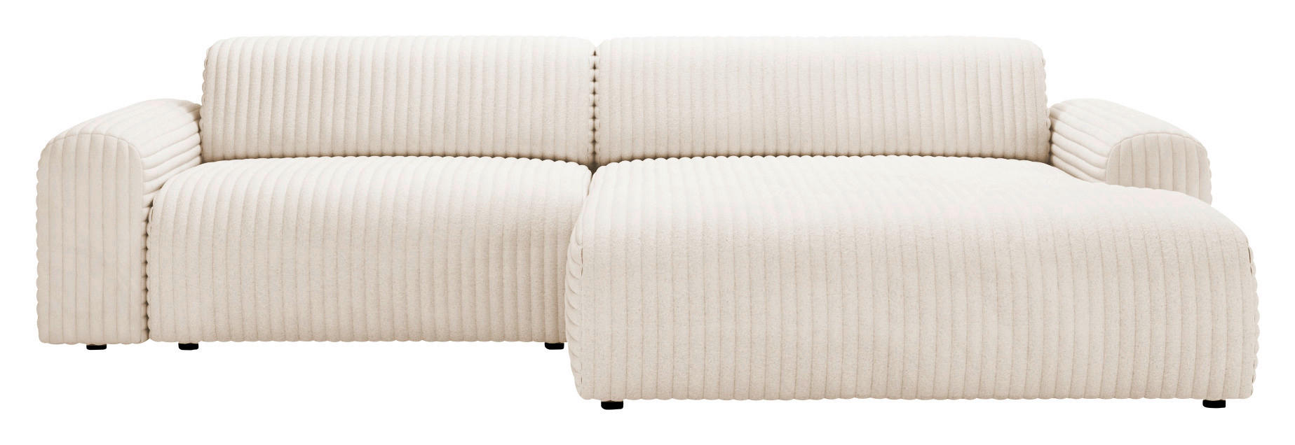 ECKSOFA in Cord Creme  - Creme/Schwarz, Design, Kunststoff/Textil (292/178cm) - Livetastic