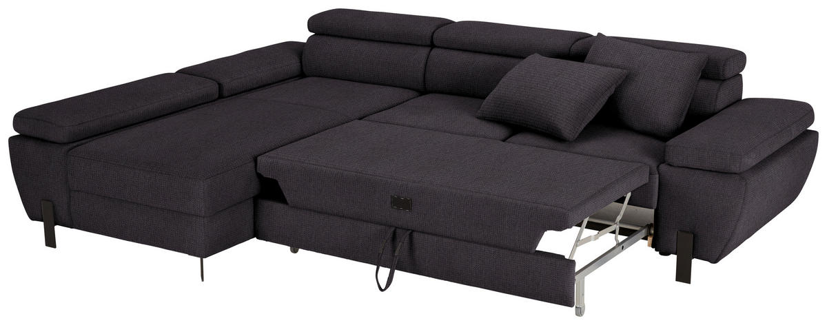 HÖRNSOFFA i vävt tyg svart  - svart, Modern, metall/textil (93/90/277cm) - MID.YOU