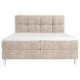 BOXBETT 140/200 cm,  in Beige, gepolstertes Kopfteil, Bettkasten, Topper, H3 = fest  - Chromfarben/Beige, Design, Holz/Holzwerkstoff (140/200cm) - Esposa