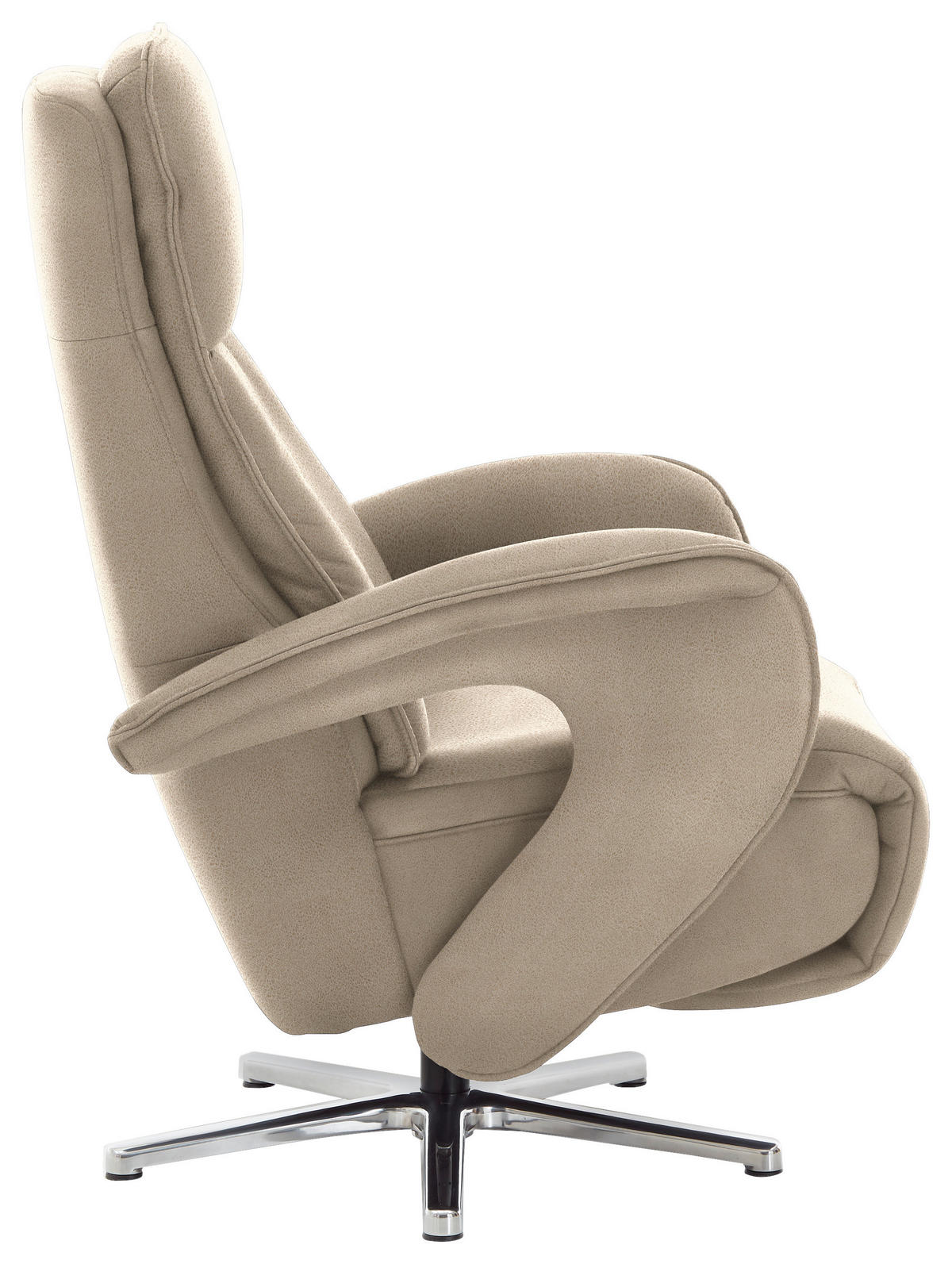 RELAXSESSEL in Textil Naturfarben, Sandfarben  - Sandfarben/Chromfarben, Design, Textil/Metall (77/110/87cm) - Valdera