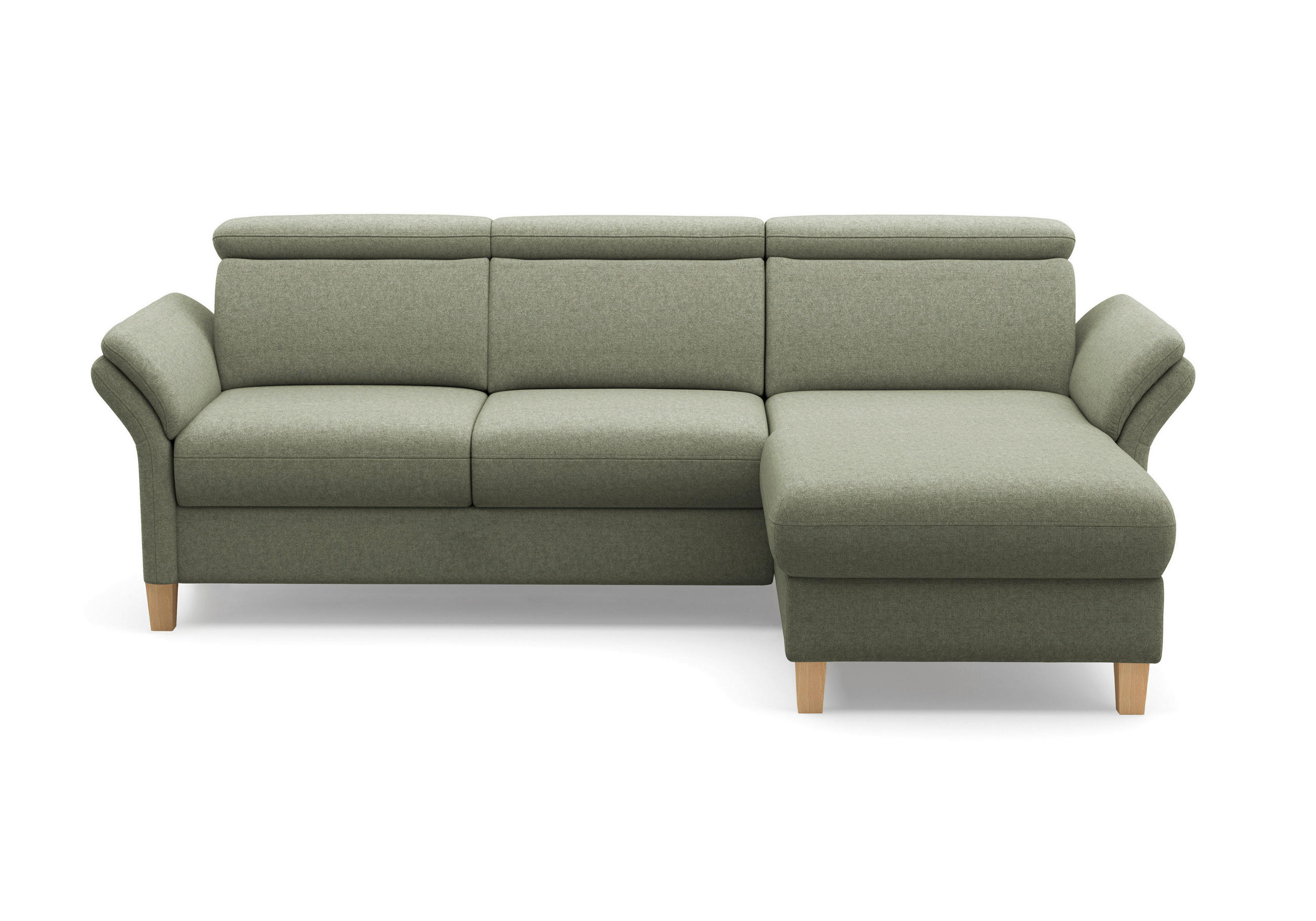 ECKSOFA GLENDALE E Olivgrün Flachgewebe  - Eichefarben/Olivgrün, KONVENTIONELL, Holz/Textil (253/166cm) - Sit & More
