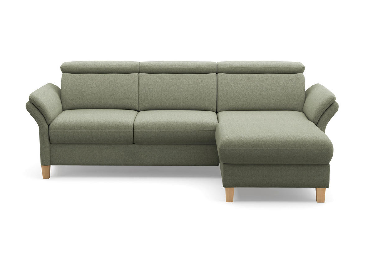 ECKSOFA GLENDALE E Olivgrün Flachgewebe  - Eichefarben/Olivgrün, KONVENTIONELL, Holz/Textil (253/166cm) - Sit & More