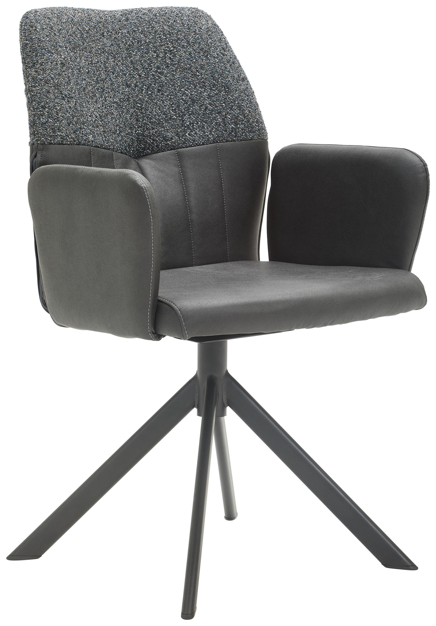 ARMLEHNSTUHL in Lederlook, Webstoff - Anthrazit/Schwarz, Konventionell, Textil/Metall (57/87/63cm) - Valdera