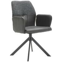 ARMLEHNSTUHL  in Lederlook, Webstoff  - Anthrazit/Schwarz, Konventionell, Textil/Metall (57/87/63cm) - Valdera