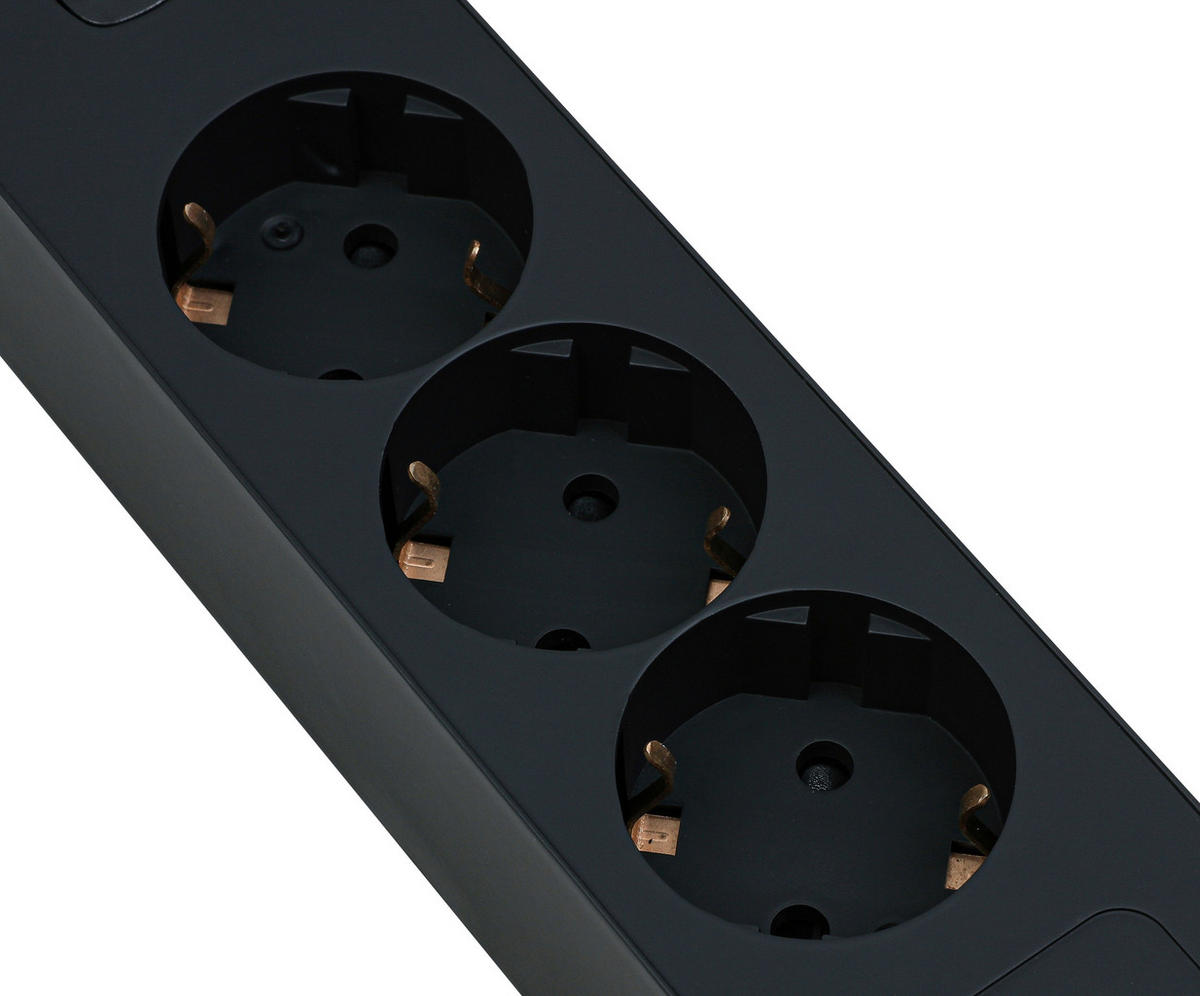 STECKDOSENLEISTE - Schwarz, Basics, Kunststoff/Metall (24/5,5/4cm) - Mican