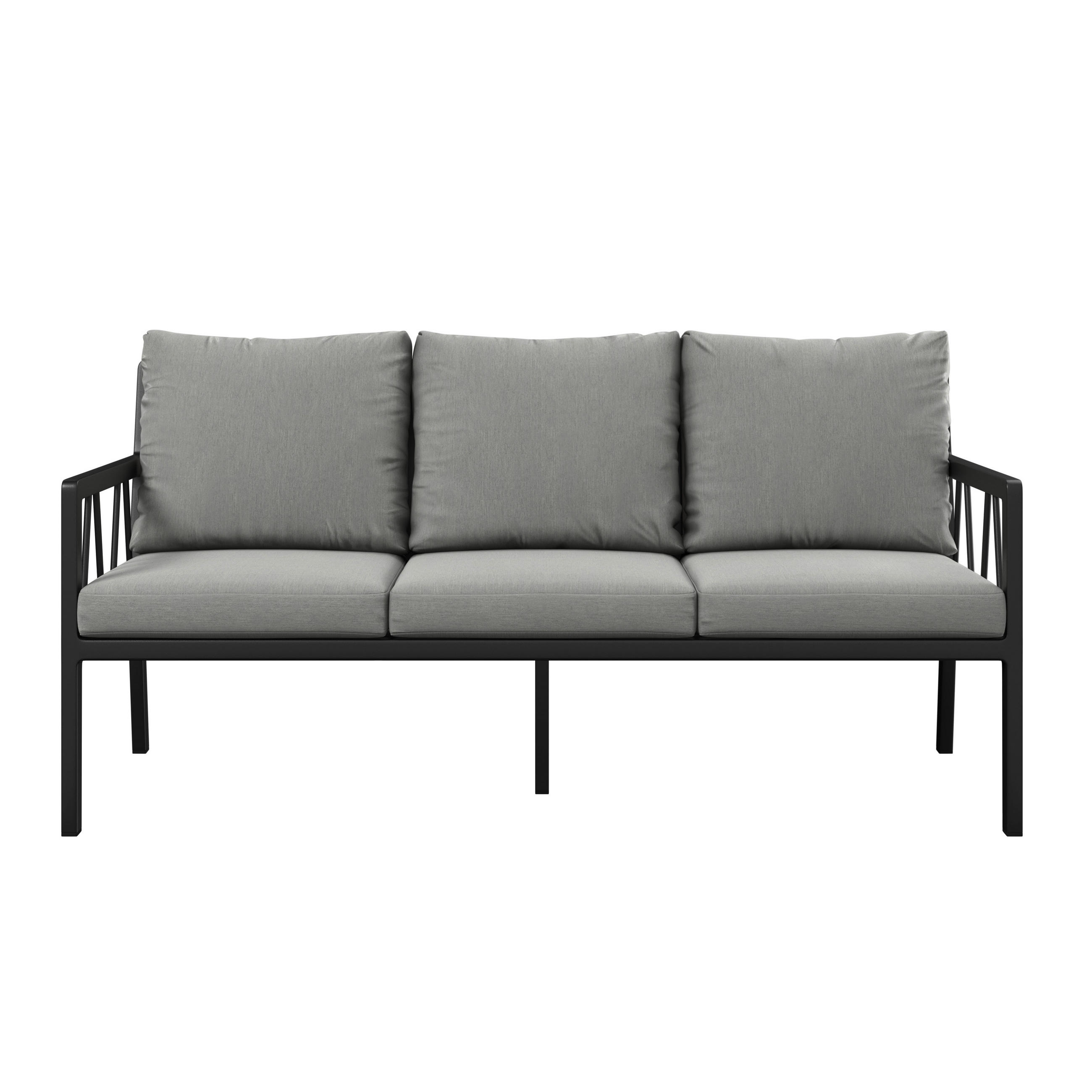 3-SITZER-BANK 177/84,5/81,5 cm Netzbespannung, Webstoff Anthrazit, Grau  - Anthrazit/Grau, Design, Textil/Metall (177/84,5/81,5cm) - Amatio