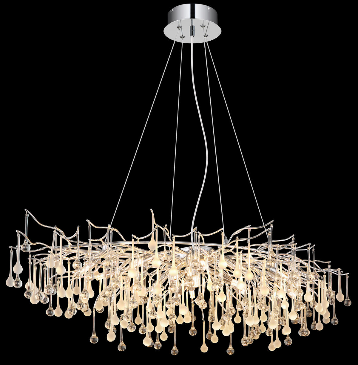 LED-HÄNGELEUCHTE Maxine 120/52/150 cm   - Klar/Chromfarben, Design, Glas/Metall (120/52/150cm) - Globo