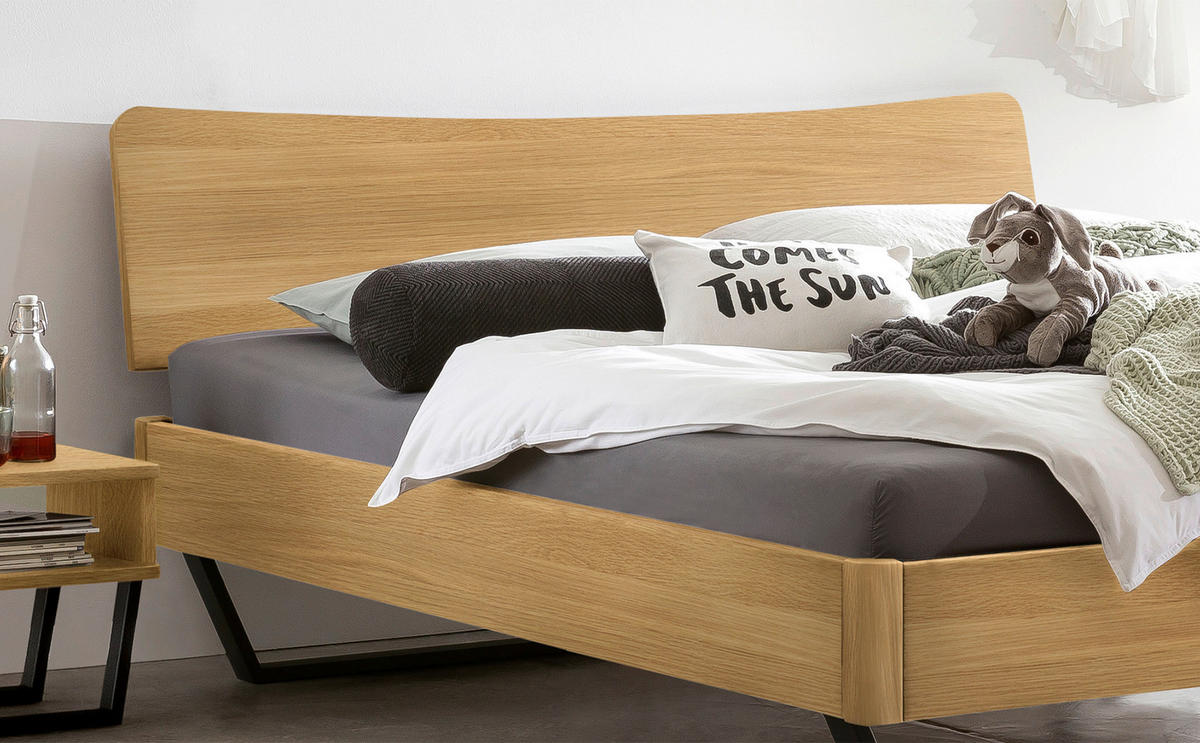 BETT 160/200 cm  in Anthrazit, Eichefarben  - Eichefarben/Anthrazit, Design, Holz/Metall (160/200cm) - Hasena