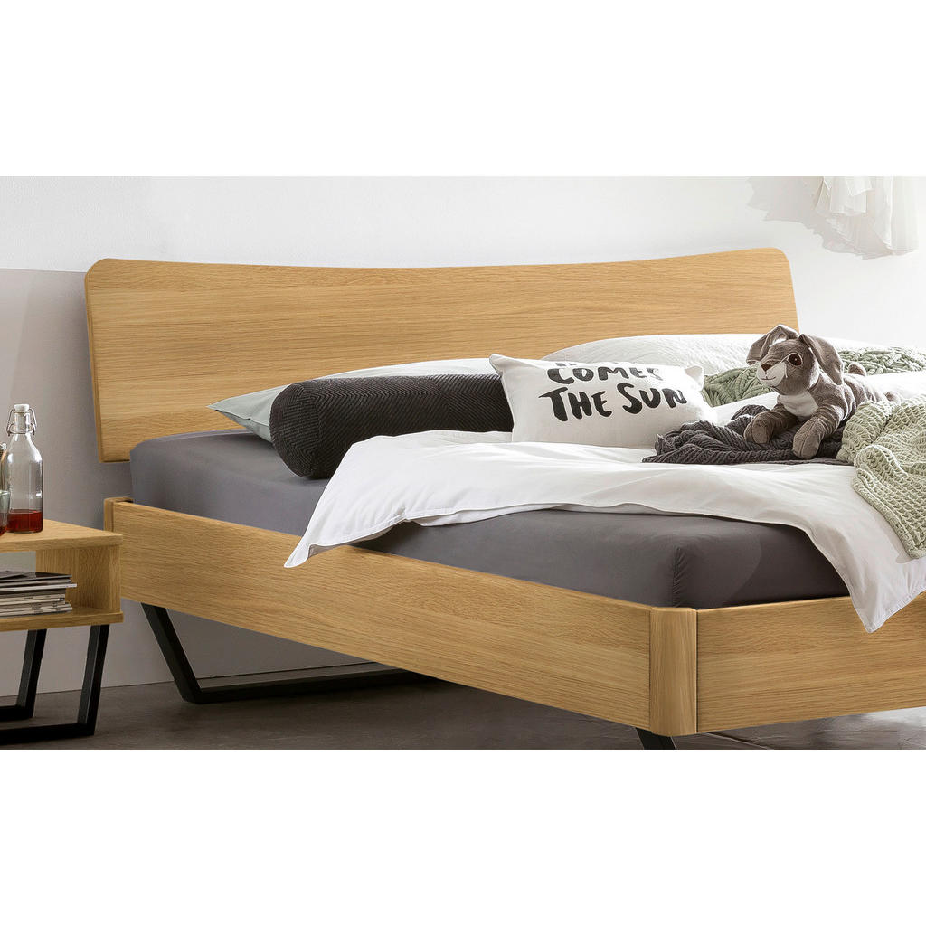 Thumbnail - Hasena Bett, Anthrazit, Eiche, Holz, Eiche, massiv, Höhe ca. 22 cm, 180x200 cm, in verschiedenen Holzarten erhältlich, G...
