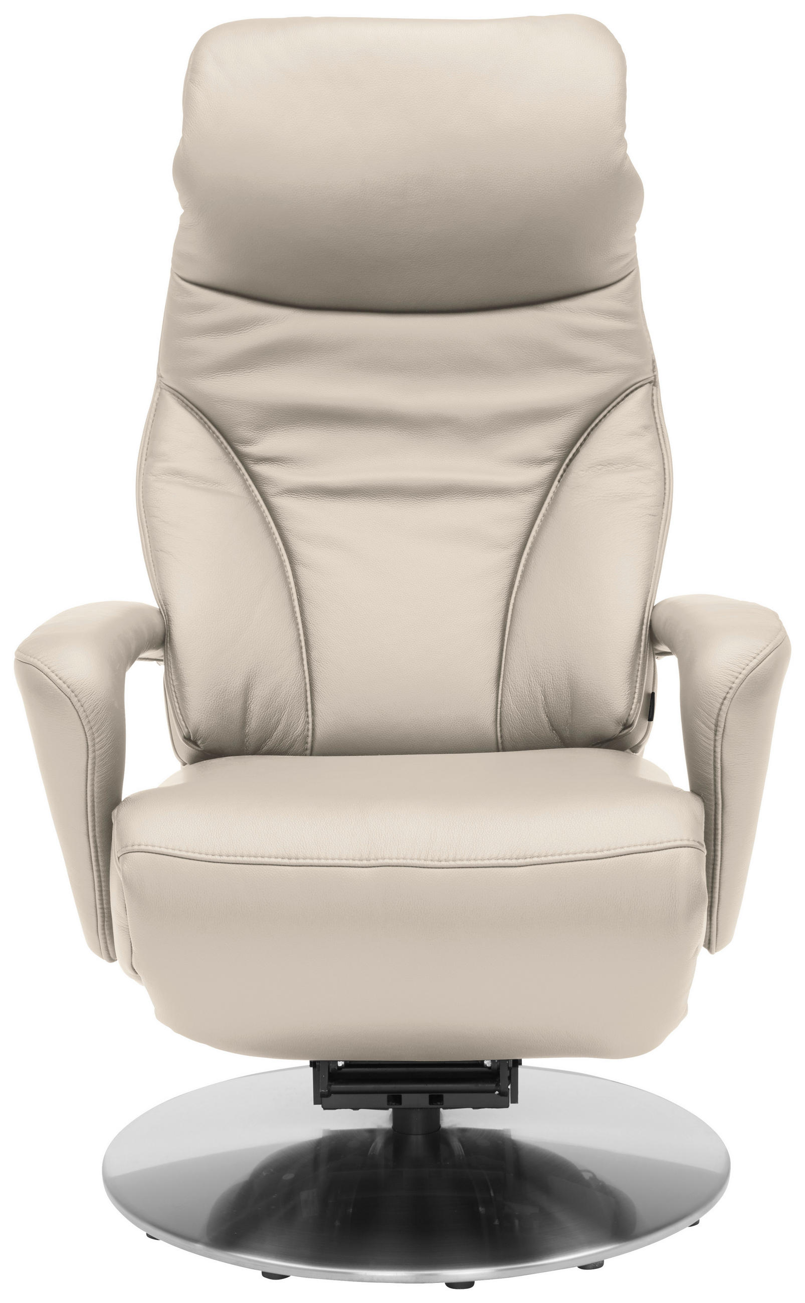 RELAXSESSEL Echtleder Nackenstütze, Relaxfunktion, Kopfteilverstellung, Fußteilverstellung    - Edelstahlfarben/Greige, Design, Leder/Metall (75/117/88cm) - Dieter Knoll