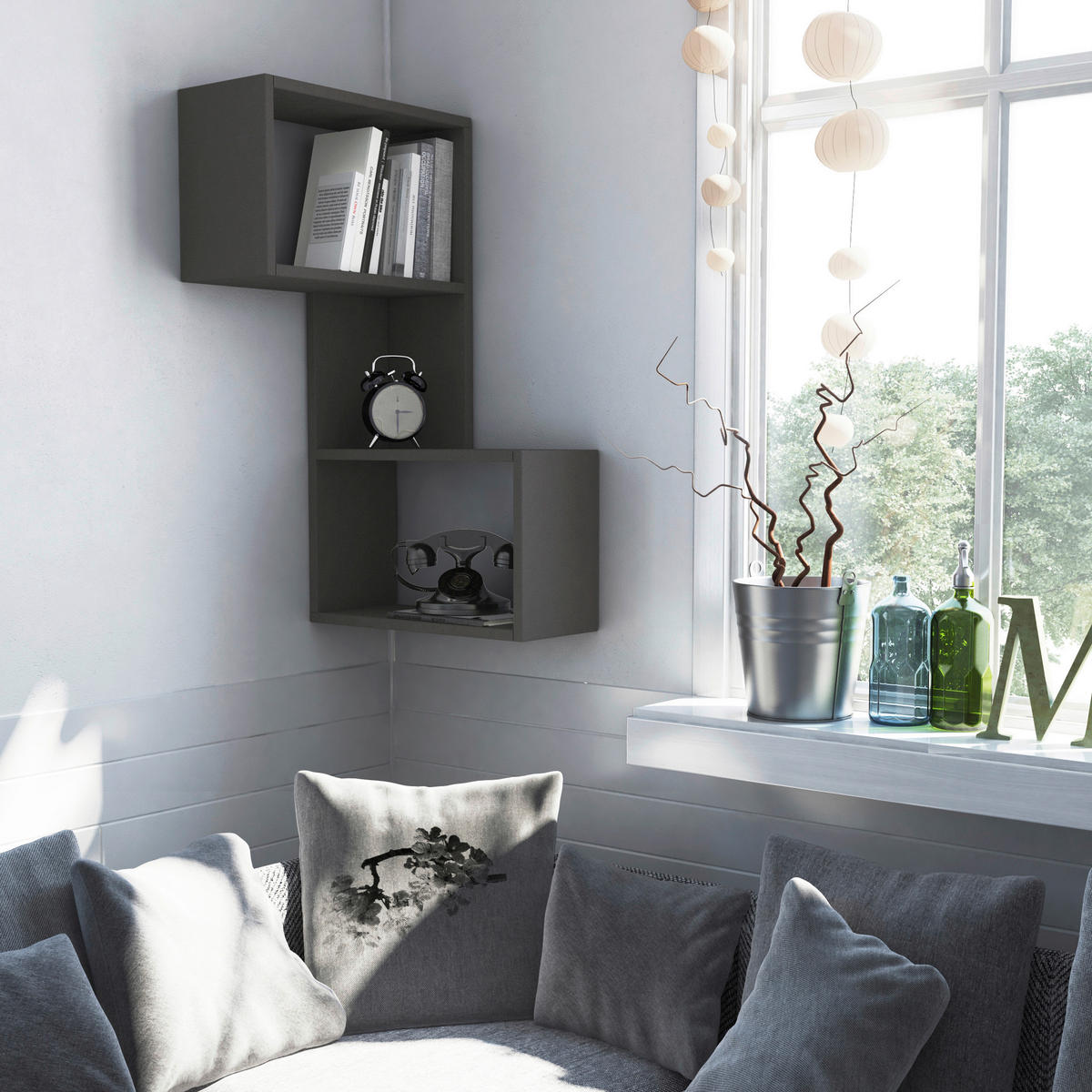 WANDBOARD in 67/82/47 cm Anthrazit  - Anthrazit, Design, Holzwerkstoff (67/82/47cm) - Livetastic