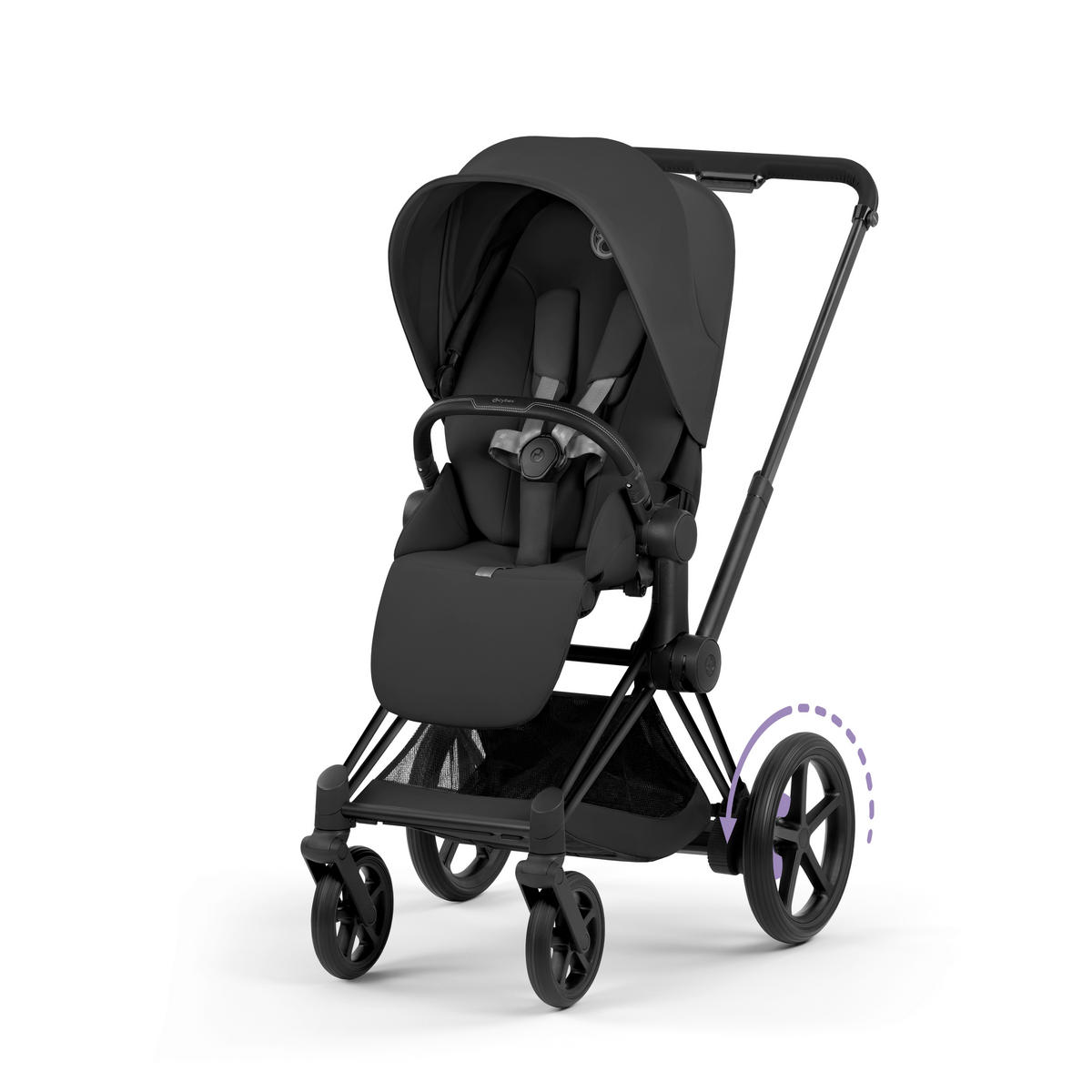KOMBIKINDERWAGEN  ePRIAM Comfort Matt Black  Sepia Black  - Schwarz, Basics, Kunststoff/Textil (84-93,5/60/100-109cm) - cybex PLATINUM