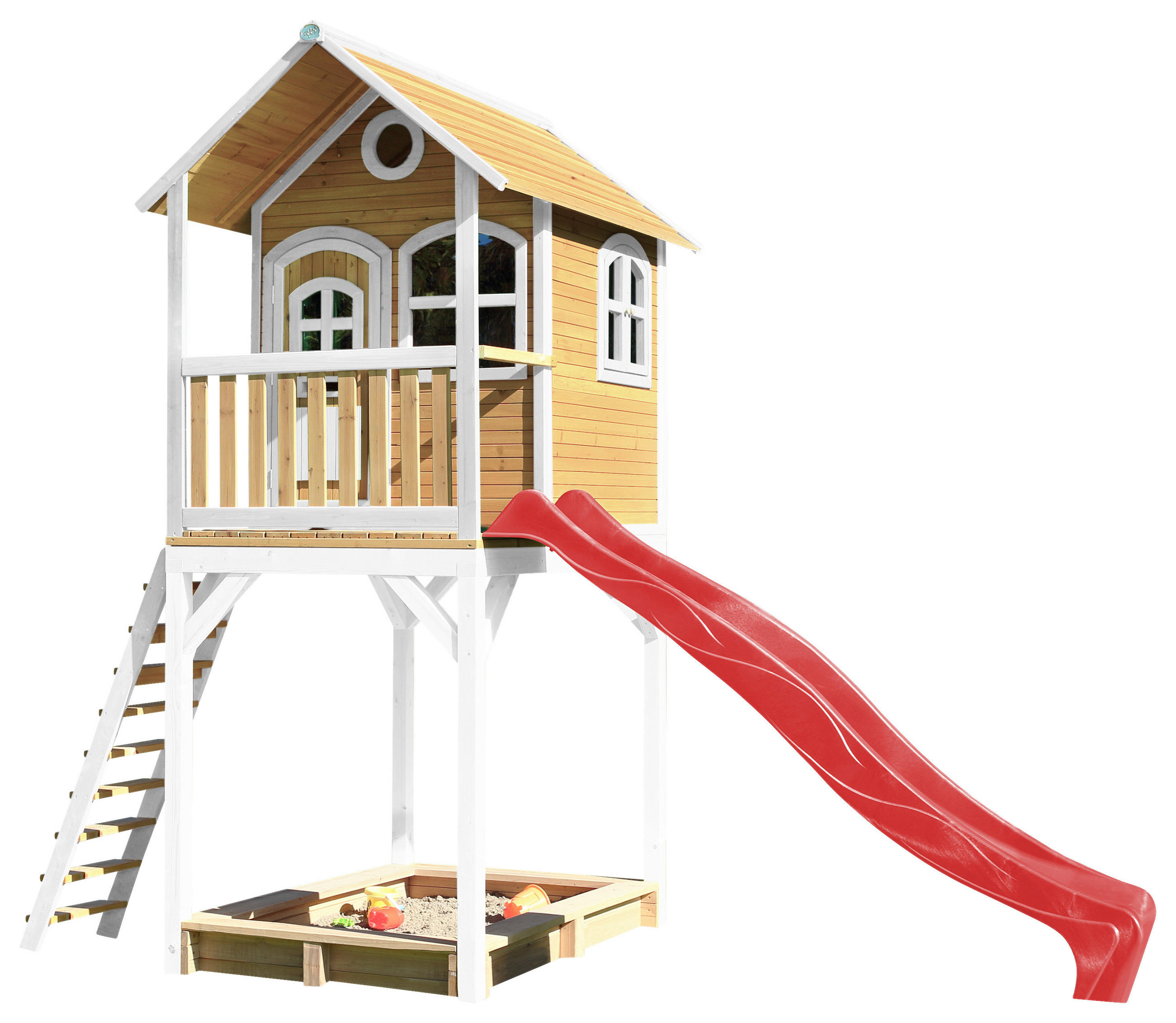 SPIELTURM  - Rot/Braun, KONVENTIONELL, Holz/Kunststoff (420/320/191cm) - Ambia Garden