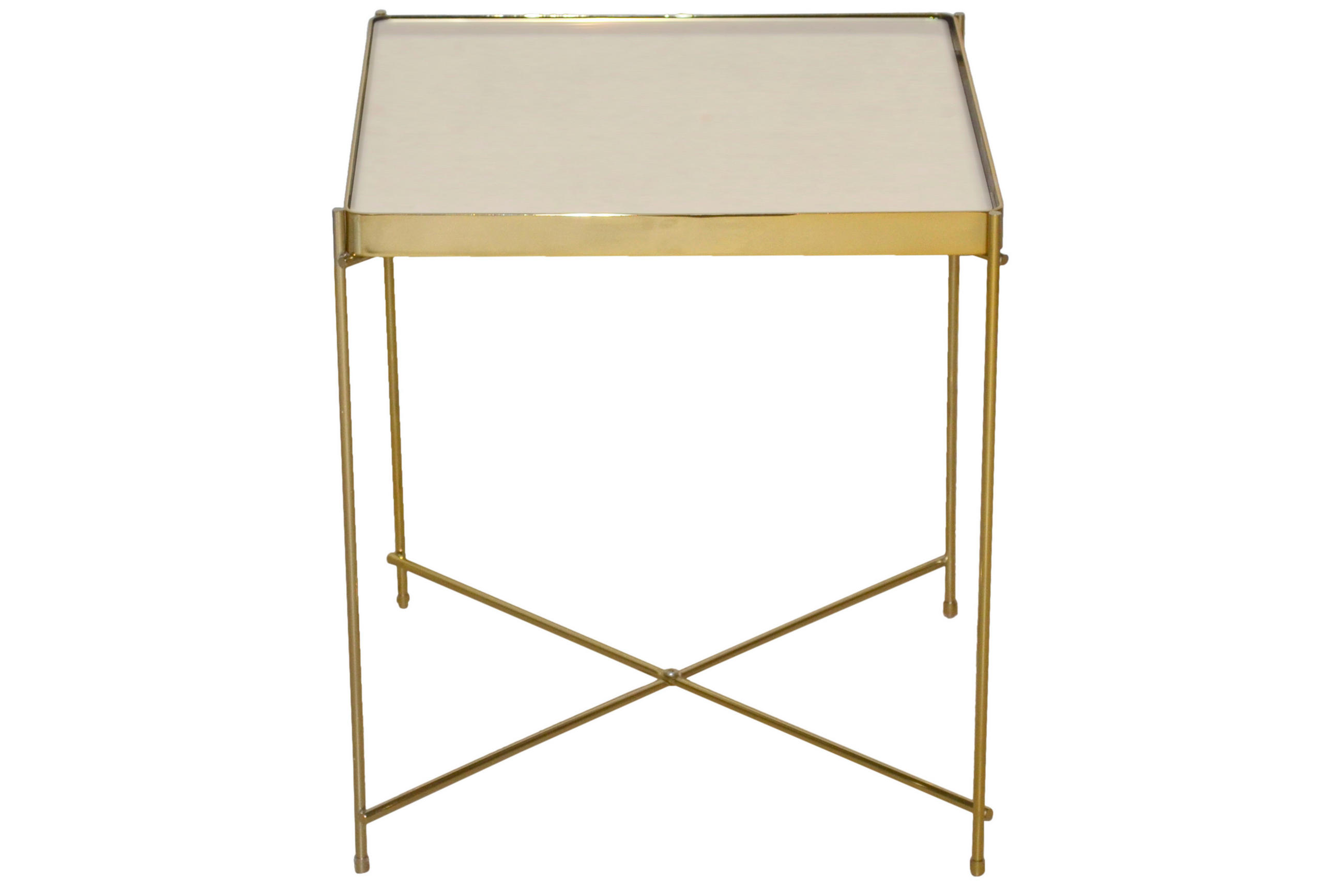 BEISTELLTISCH 44/44/48 cm Champagner quadratisch  - Champagner, Design, Glas/Metall (44/44/48cm) - MID.YOU