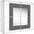 SCHWEBETÜRENSCHRANK in Sandfarben, Weiß - Sandfarben/Alufarben, Design, Glas/Holzwerkstoff (316/236/69cm) - Cantus SCHWEBETÜRENSCHRANK in Sandfarben, Weiß - Sandfarben/Alufarben, Design, Glas/Holzwerkstoff (316/236/69cm) - Cantus