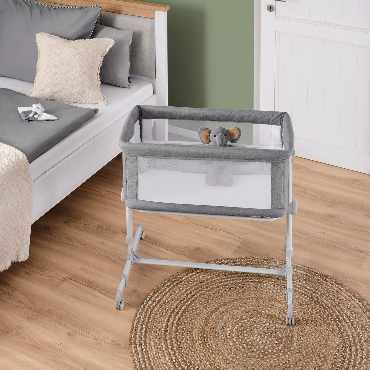 POMOĆNI KREVET ZA BEBE  BASIC  - siva/bela, Osnovno, metal/tekstil (81/56/89cm) - My Baby Lou