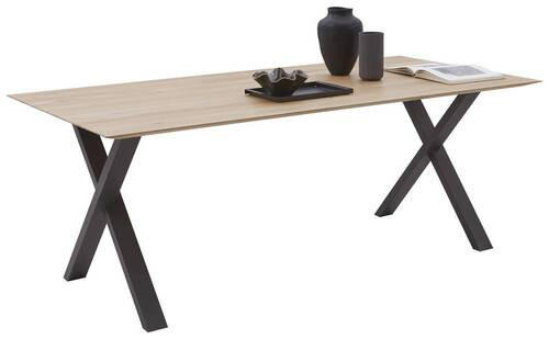 ESSTISCH Asteiche massiv rechteckig Anthrazit, Eiche Bianco  - Eiche Bianco/Anthrazit, Design, Holz/Metall (200/100/77cm) - Bert Plantagie