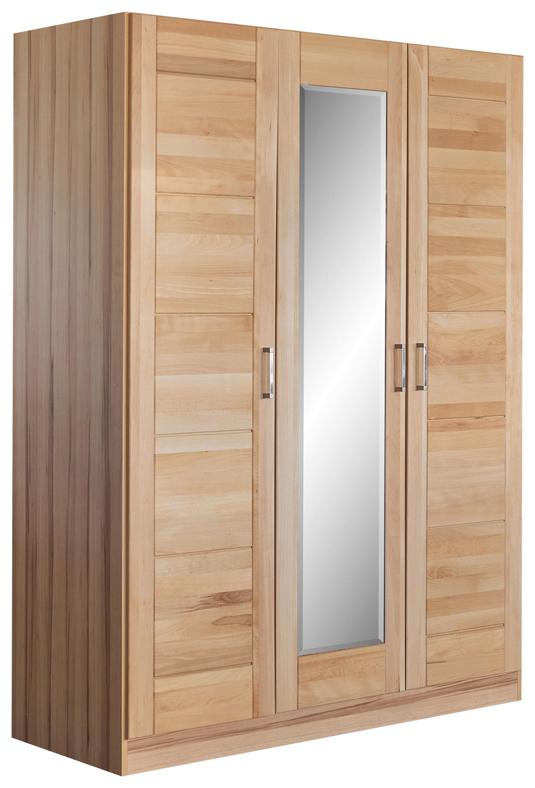 DREHTÜRENSCHRANK 3-türig Kernbuche  - Kernbuche/Nickelfarben, Natur, Glas/Holz (152/205cm) - Boxxx