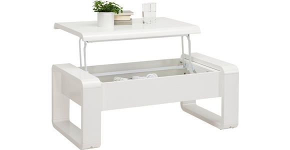 COUCHTISCH 115/60/45-71 cm rechteckig Weiß Hochglanz - Weiß Hochglanz/Weiß, Design, Holzwerkstoff/Metall (115/60/45-71cm) - Hom`in