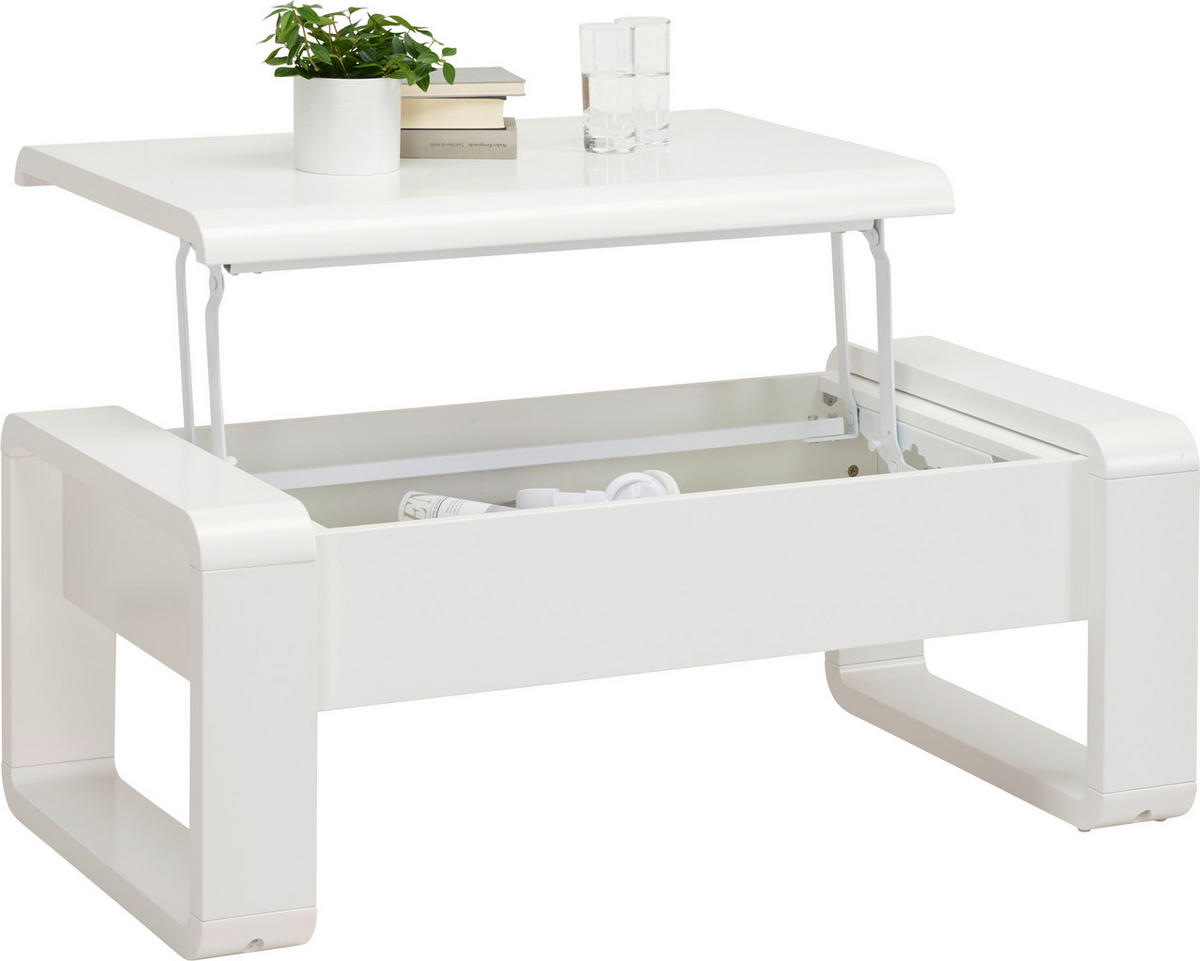 COUCHTISCH 115/60/45-71 cm rechteckig Weiß Hochglanz  - Weiß Hochglanz/Weiß, Design, Holzwerkstoff/Metall (115/60/45-71cm) - Hom`in