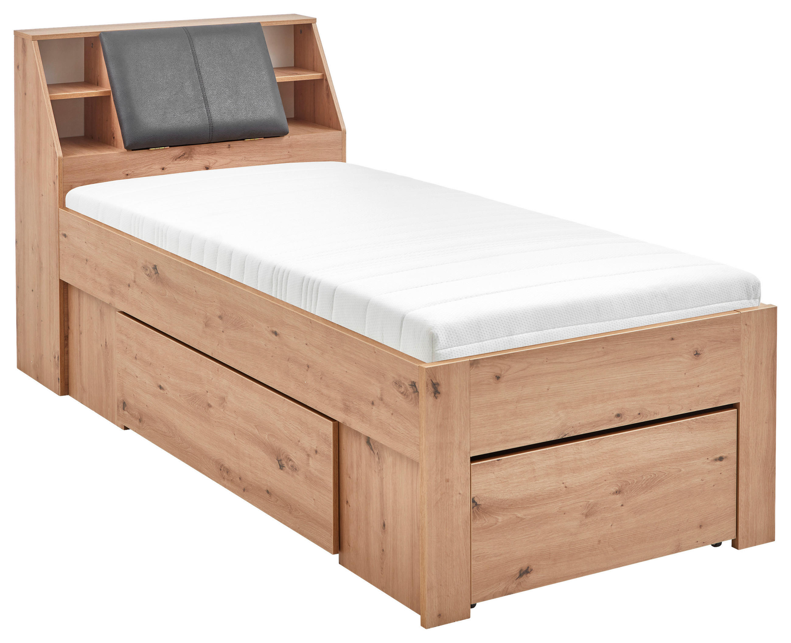 STAURAUMBETT 90/200 cm  in Eiche Artisan  - Eiche Artisan/Grau, KONVENTIONELL, Holzwerkstoff (90/200cm) - Boxxx