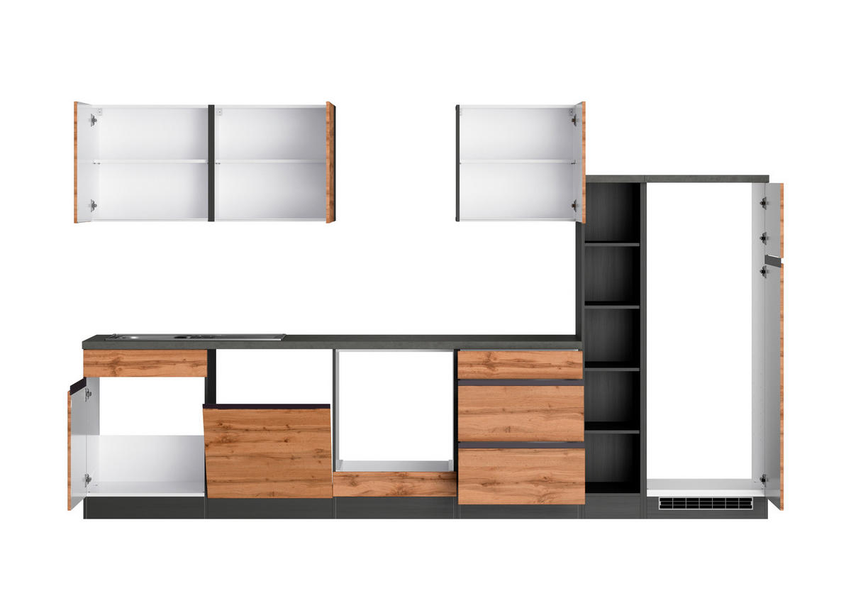 BLOC DE CUISINE NON ÉQUIPÉ 330 cm   in Eiche Wotan  - chêne wotan, Design, matériau de bois (330cm) - Held