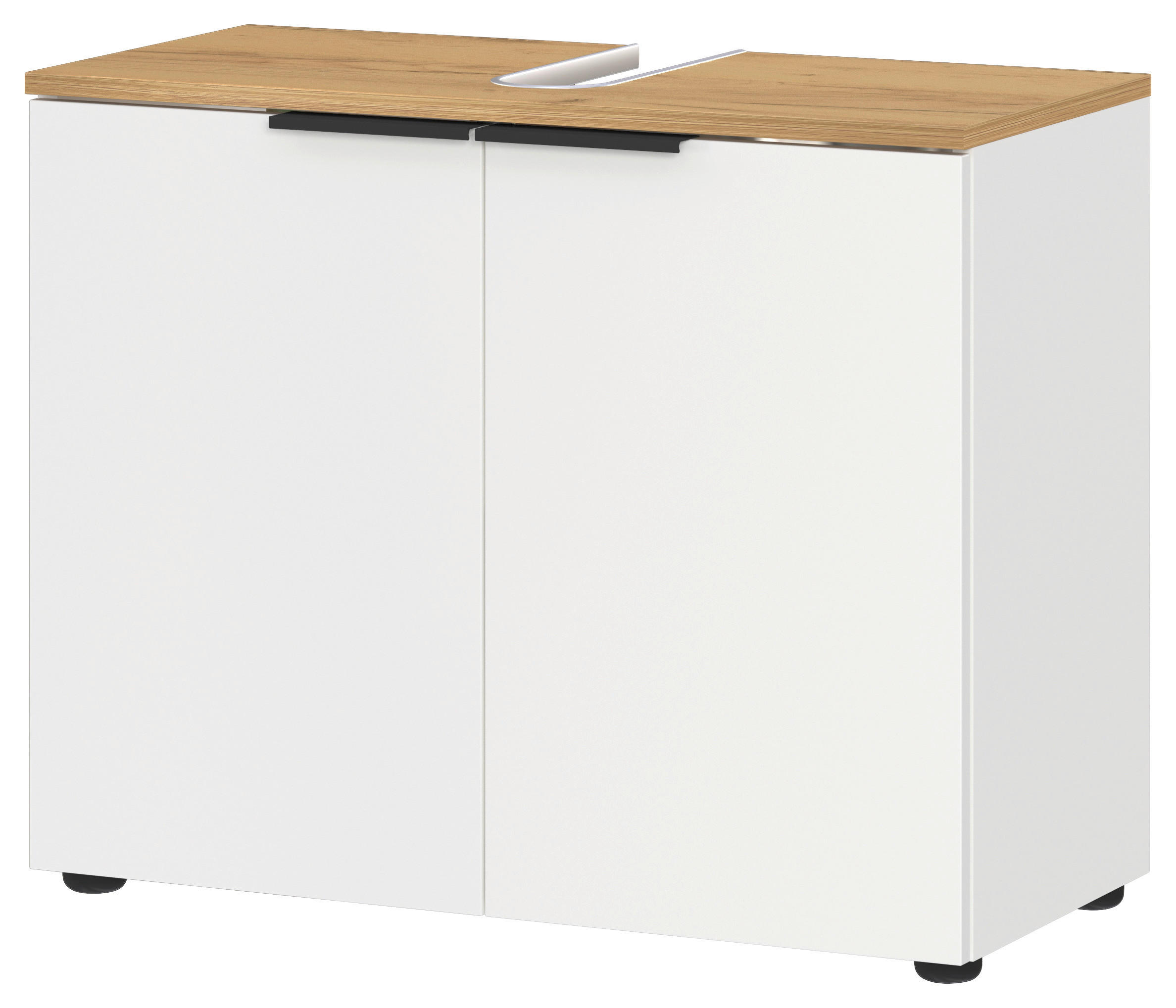 WASCHBECKENUNTERSCHRANK 70/58/34 cm  - Eichefarben/Schwarz, MODERN, Holzwerkstoff/Kunststoff (70/58/34cm) - Germania