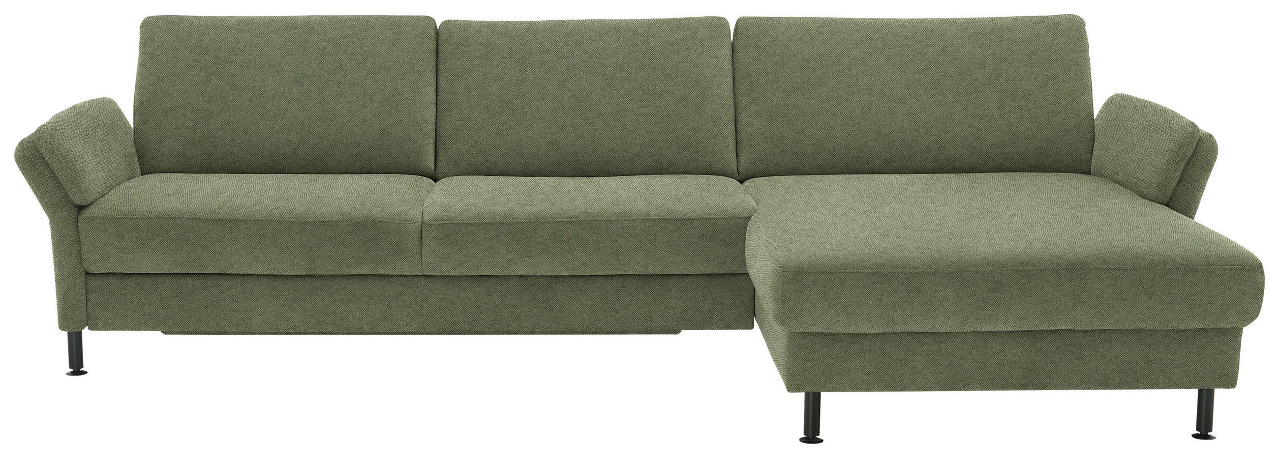 ECKSOFA  in Chenille, Flachgewebe Olivgrün  316/175 cm  - Schwarz/Olivgrün, Design, Textil/Metall (316/175cm) - Dieter Knoll
