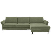 ECKSOFA  in Chenille, Flachgewebe Olivgrün  316/175 cm  - Schwarz/Olivgrün, Design, Textil/Metall (316/175cm) - Dieter Knoll