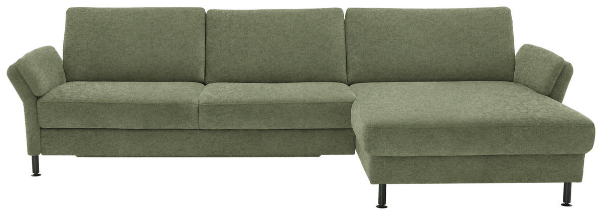 ECKSOFA  in Chenille, Flachgewebe Olivgrün  316/175 cm  - Schwarz/Olivgrün, Design, Textil/Metall (316/175cm) - Dieter Knoll