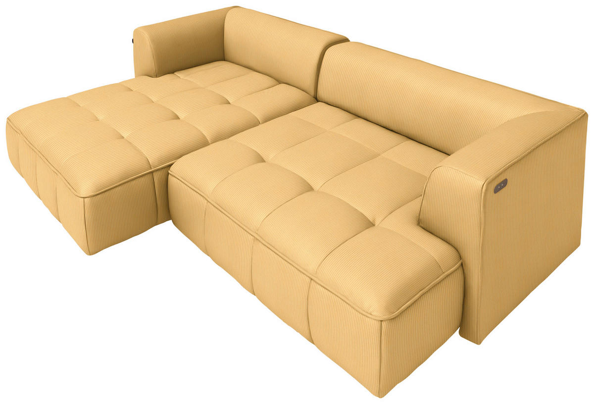 ECKSOFA Feincord Gelb  - Gelb/Schwarz, Design, Kunststoff/Textil (188/288cm) - Welnova