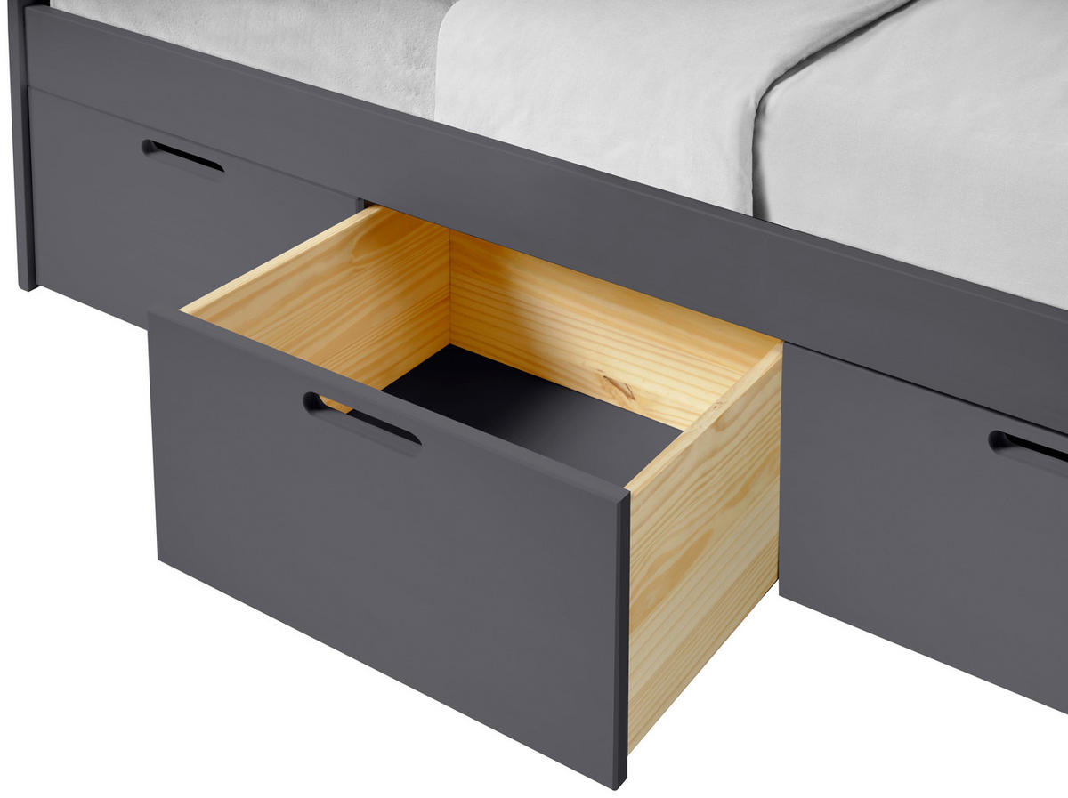 STAURAUMBETT 90/200 cm  in Anthrazit  - Anthrazit/Naturfarben, MODERN, Holz/Holzwerkstoff (90/200cm) - MID.YOU