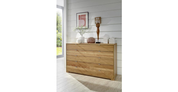 KOMMODE in 141/86/43 cm - Chromfarben/Eichefarben, Design, Holz/Metall (141/86/43cm) - Dieter Knoll