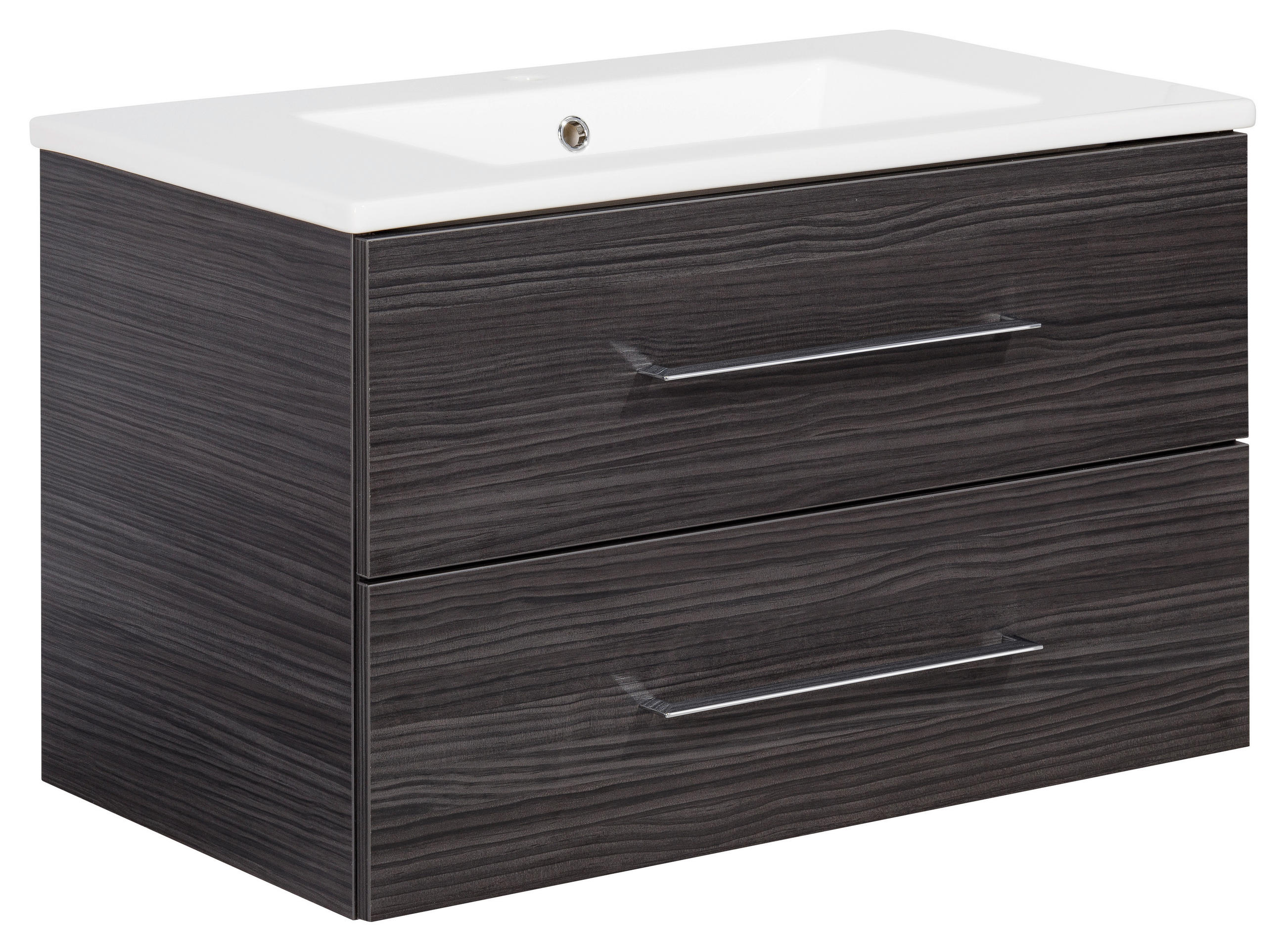 WASCHTISCHKOMBI 82 cm  - Dunkelbraun/Silberfarben, MODERN, Keramik/Holzwerkstoff (82cm) - MID.YOU