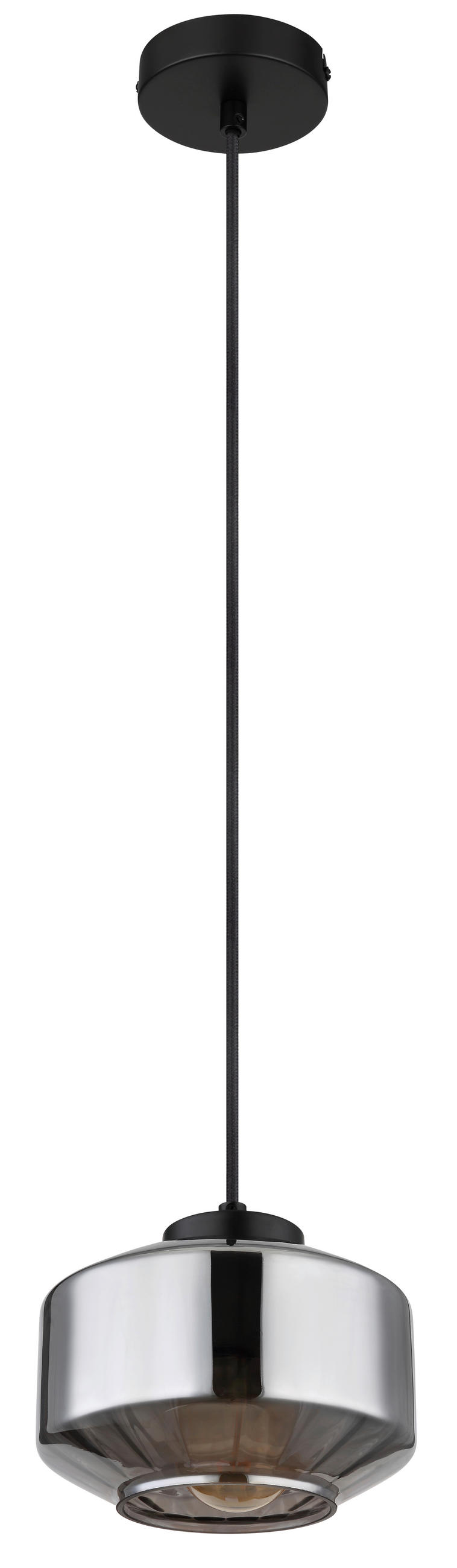 HÄNGELEUCHTE 18/120 cm   - Schwarz, Design, Glas/Metall (18/120cm) - Globo