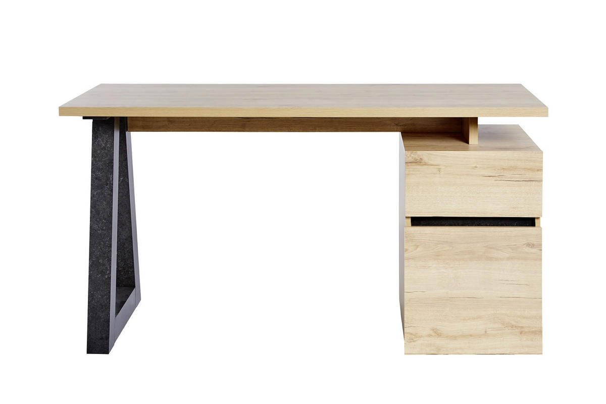 SCHREIBTISCH 140/55/76 cm  in Grau, Eichefarben  - Eichefarben/Grau, Design, Holzwerkstoff/Metall (140/55/76cm)